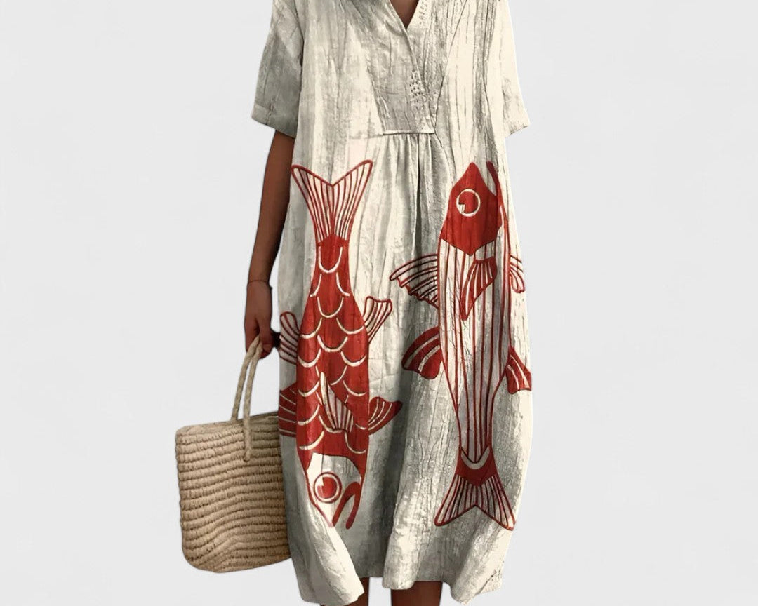 Alida - Vzorované Letní Šaty