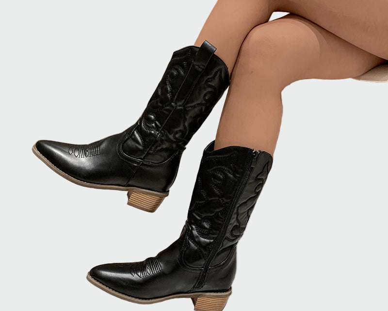 Metalické kovbojské boty