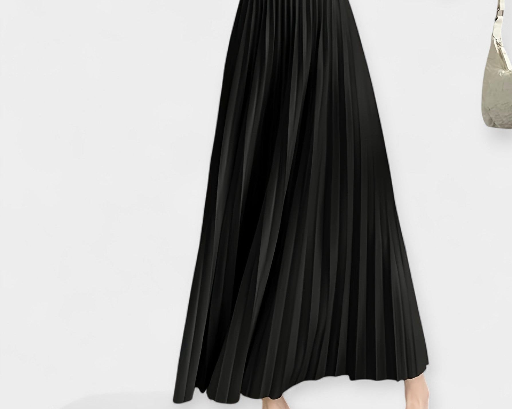 Dlouhá plisovaná saténová sukně