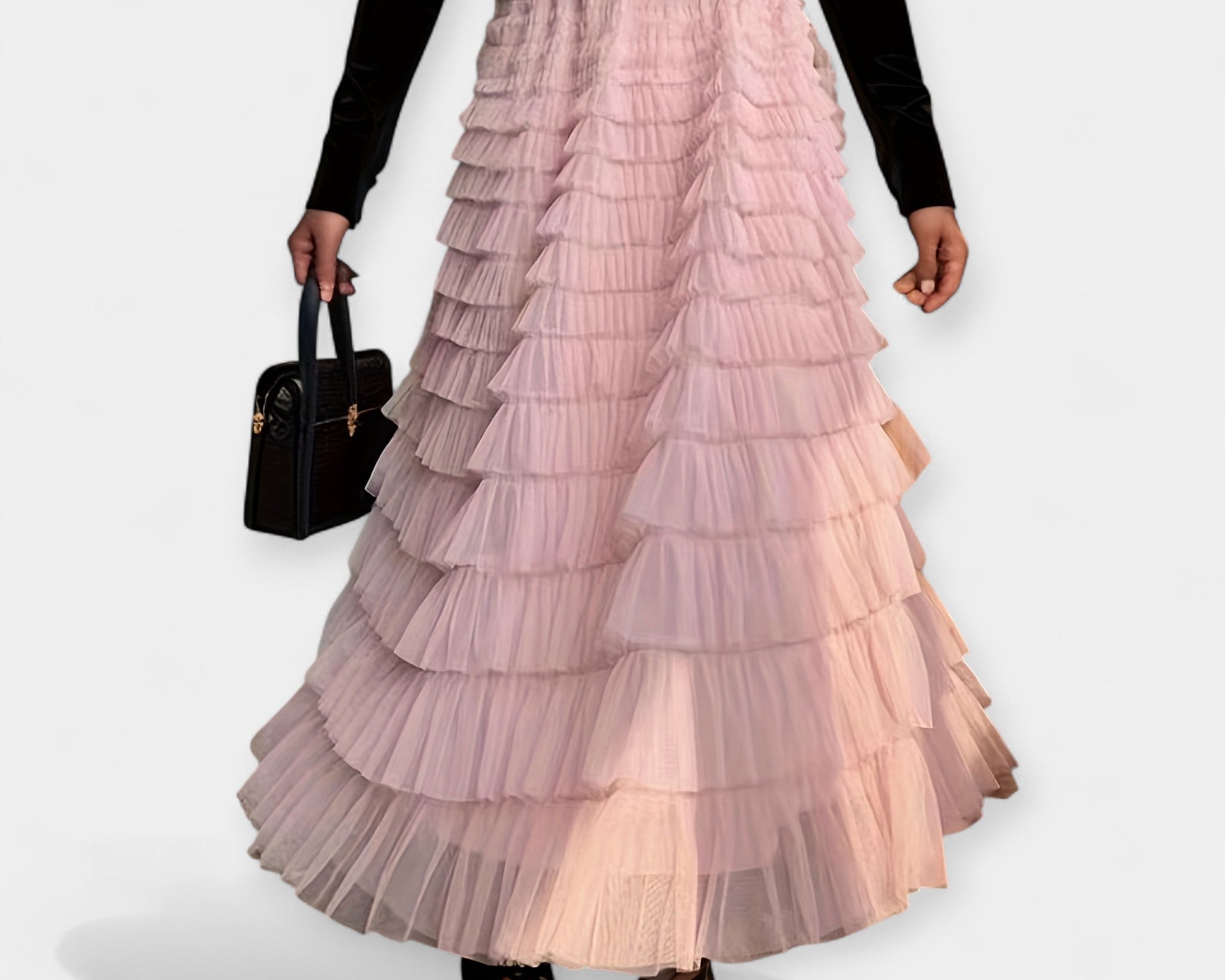 Elegantní Sukně s Tylovou Dekorativní Detail