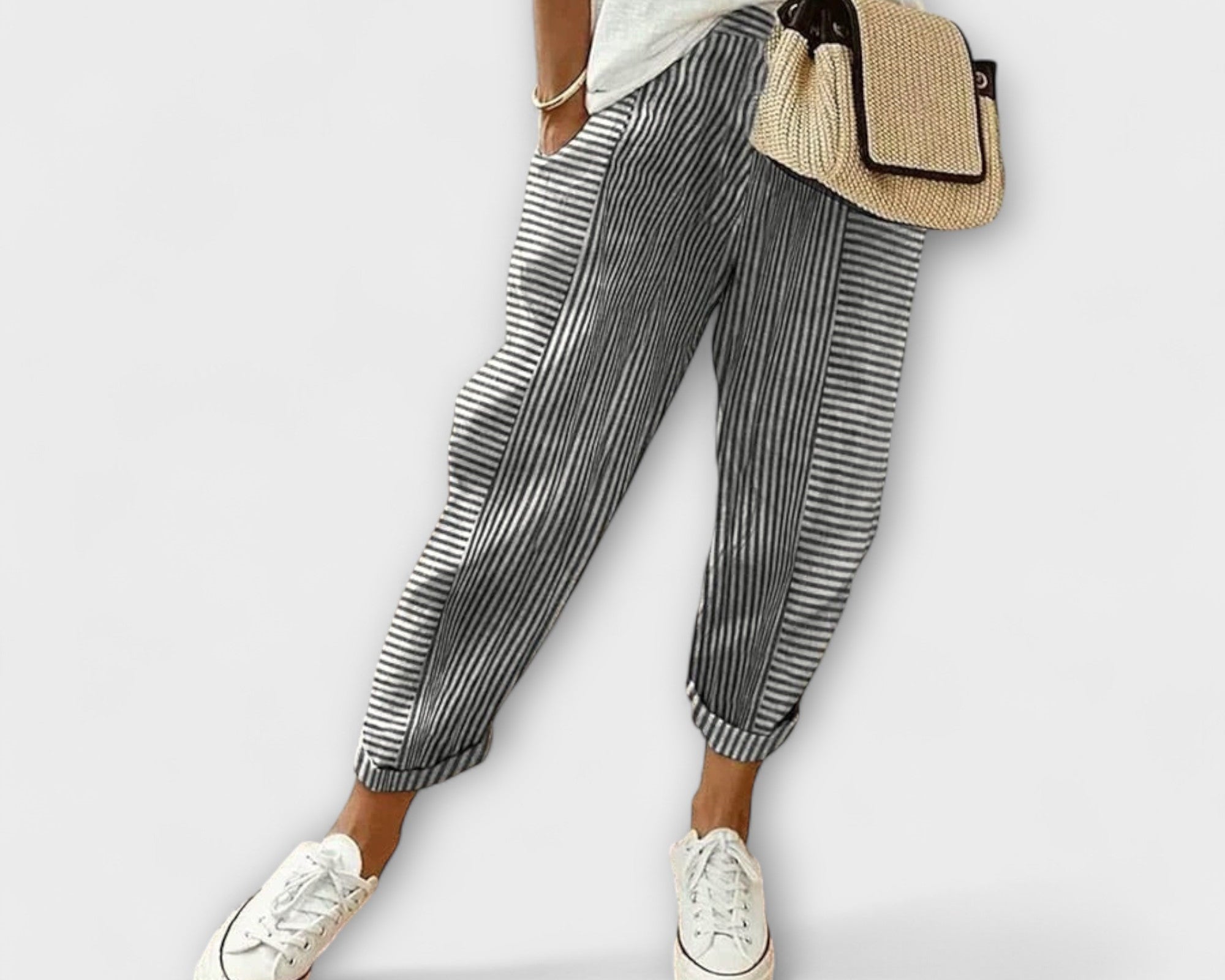 Sanne - Pohodlné pruhované kalhoty