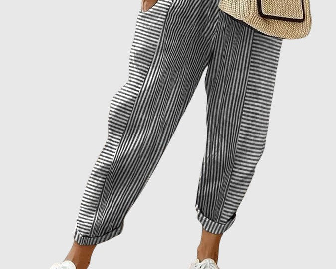Nina – Elegantní pruhované kalhoty 