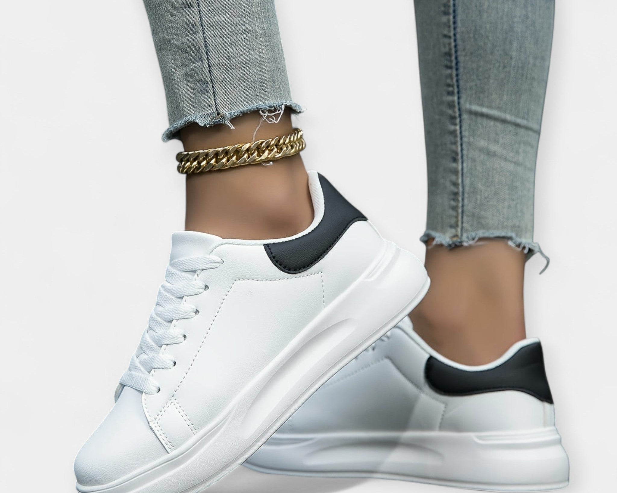 Bílé Kožené Sportovní Boty