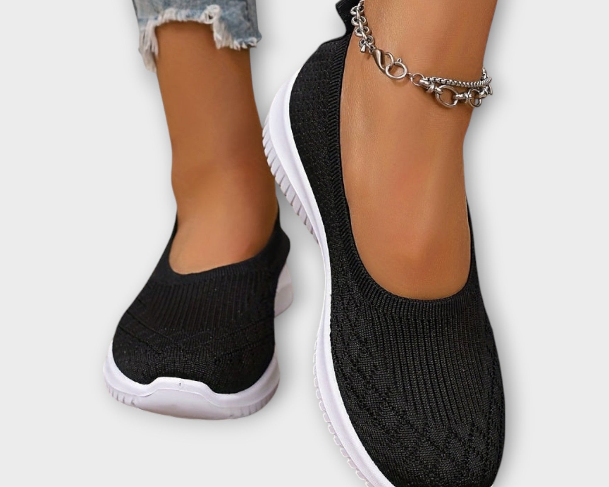 Pletené baleríny s protiskluzovou podrážkou