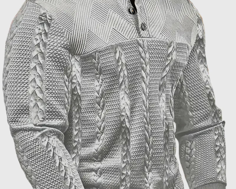 Dawson - Svetr s dlouhým rukávem Henley s pruhy