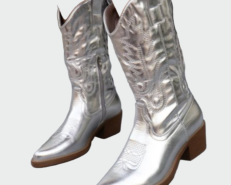 Metalické kovbojské boty