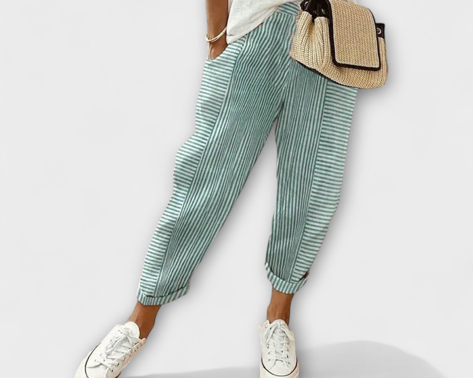 Sanne - Pohodlné pruhované kalhoty