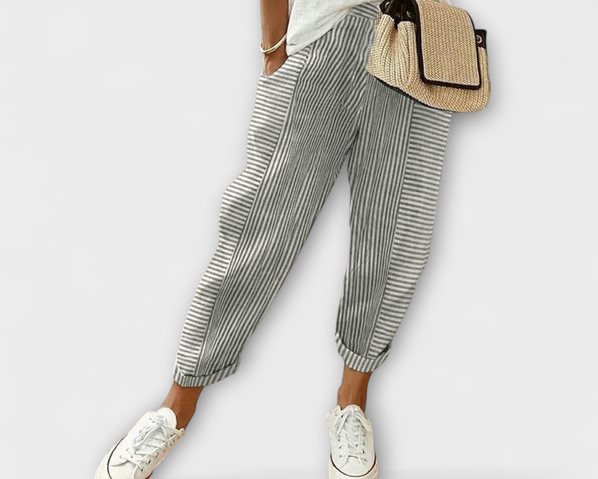 Sanne - Pohodlné pruhované kalhoty