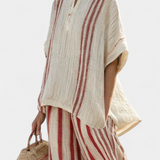 Úchvatný dvoudílný kostým Daisy s červenými pruhy v přírodní textuře