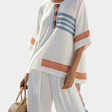 Biblio etnické soupravy Daisy s modrými um oranžovými detaily – jedinečný um živý styl