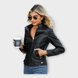 Elegantní kožené sako s moderním střihem a nadčasovým stylem 