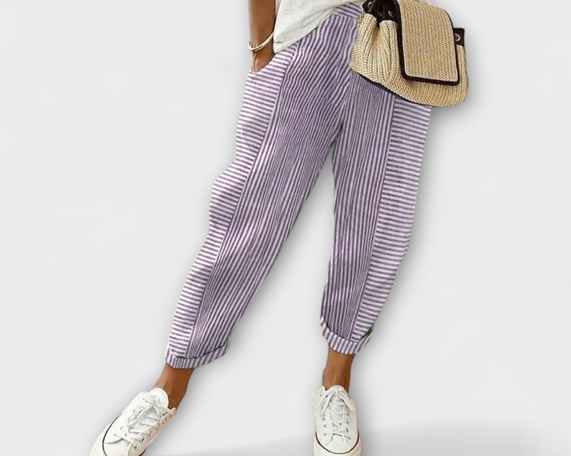 Sanne - Pohodlné pruhované kalhoty
